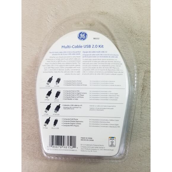GE Multi Cable USB 2.0 Kit 4 USB Adapters 6 ft NEW Sealed Travel Bag Included - Picture 7 of 9